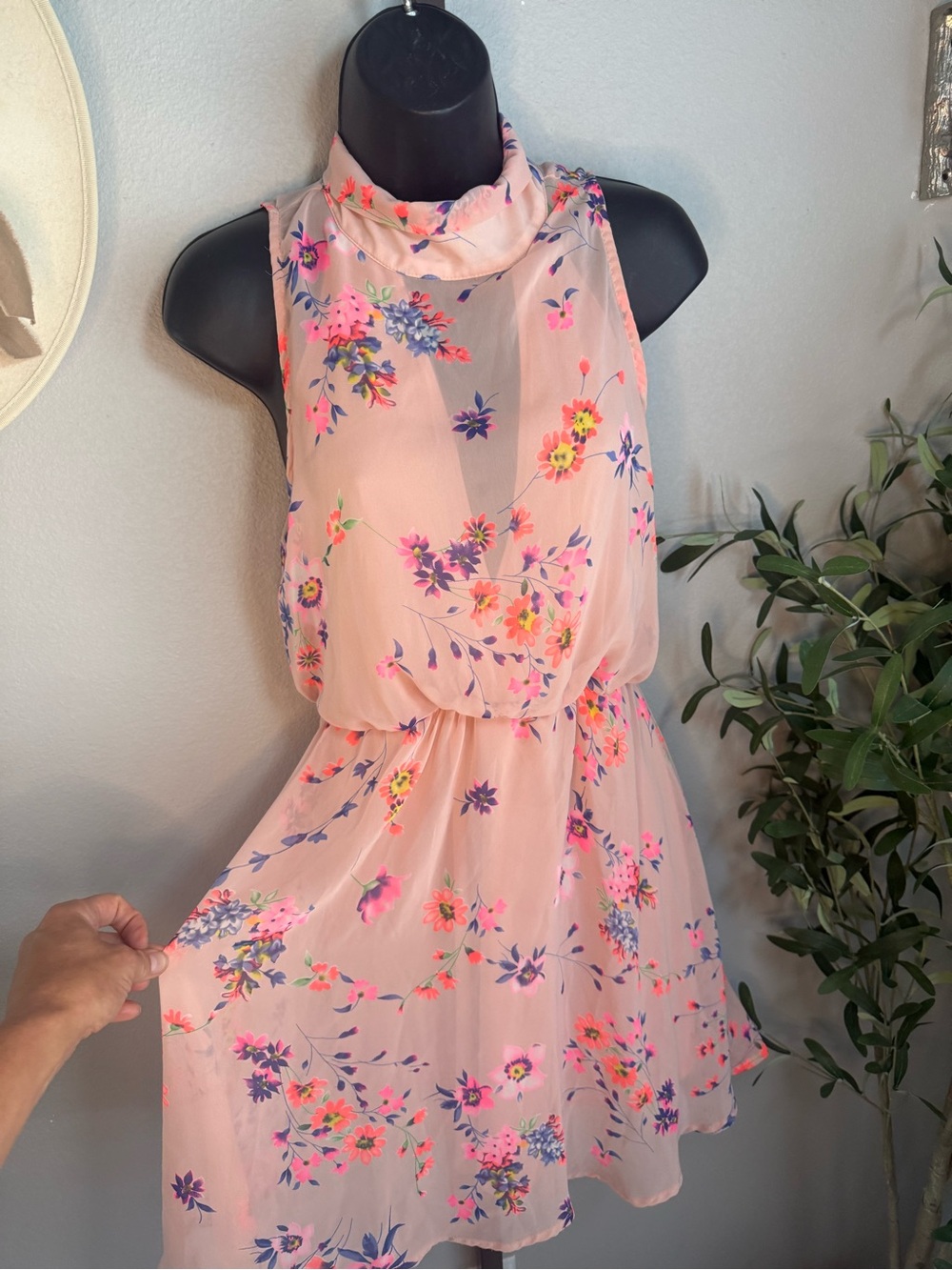Sienna Sky Blush Pink Floral Sleeveless Mini Dress